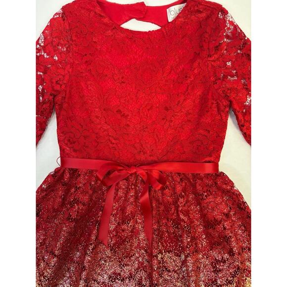 BLUSH Us Angels Girls Red And Gold Lace Dress New Sz 10 Holidays - Picture 4 of 13
